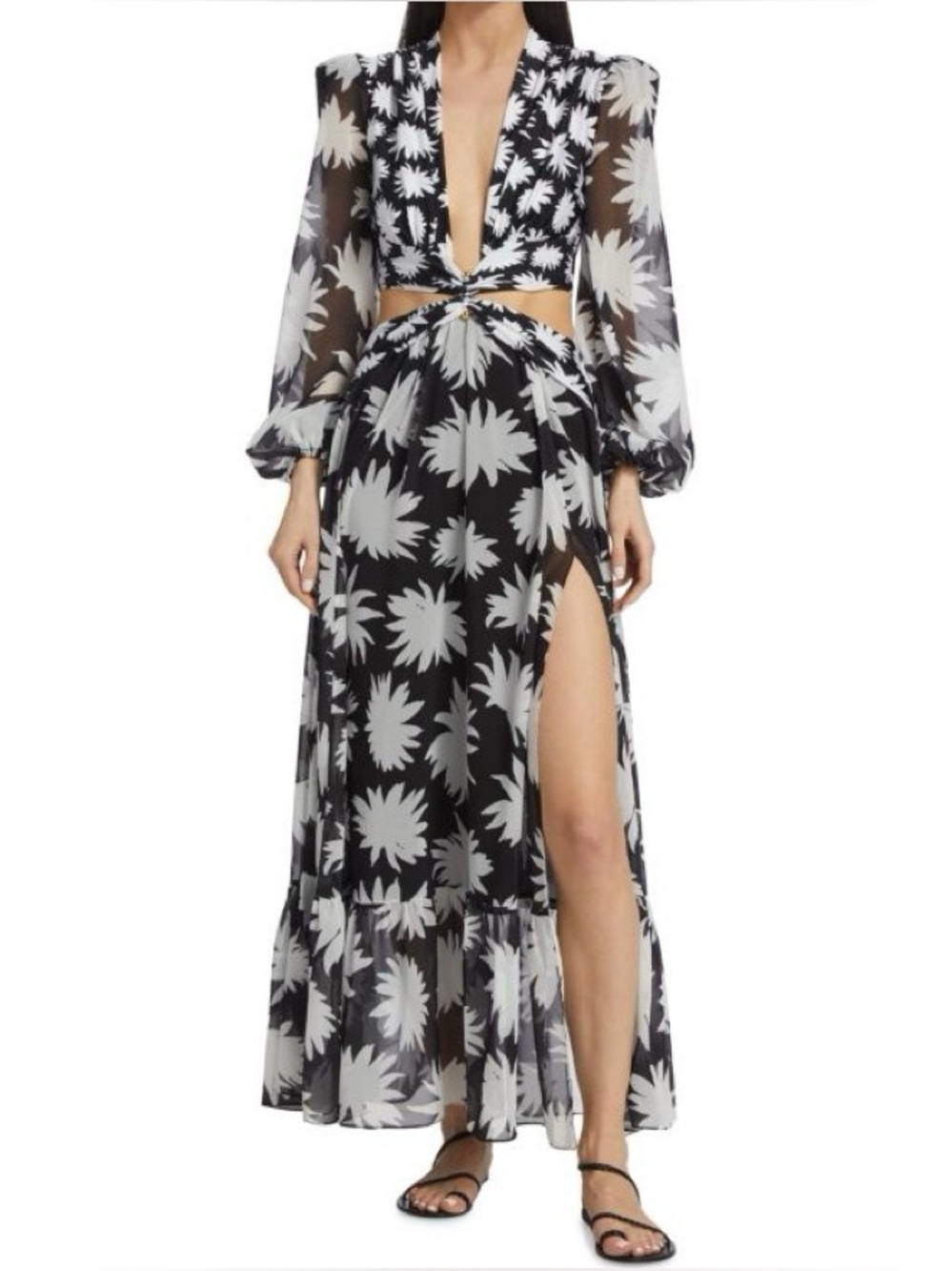 PatBO Dahlia Black and White Maxi Dress